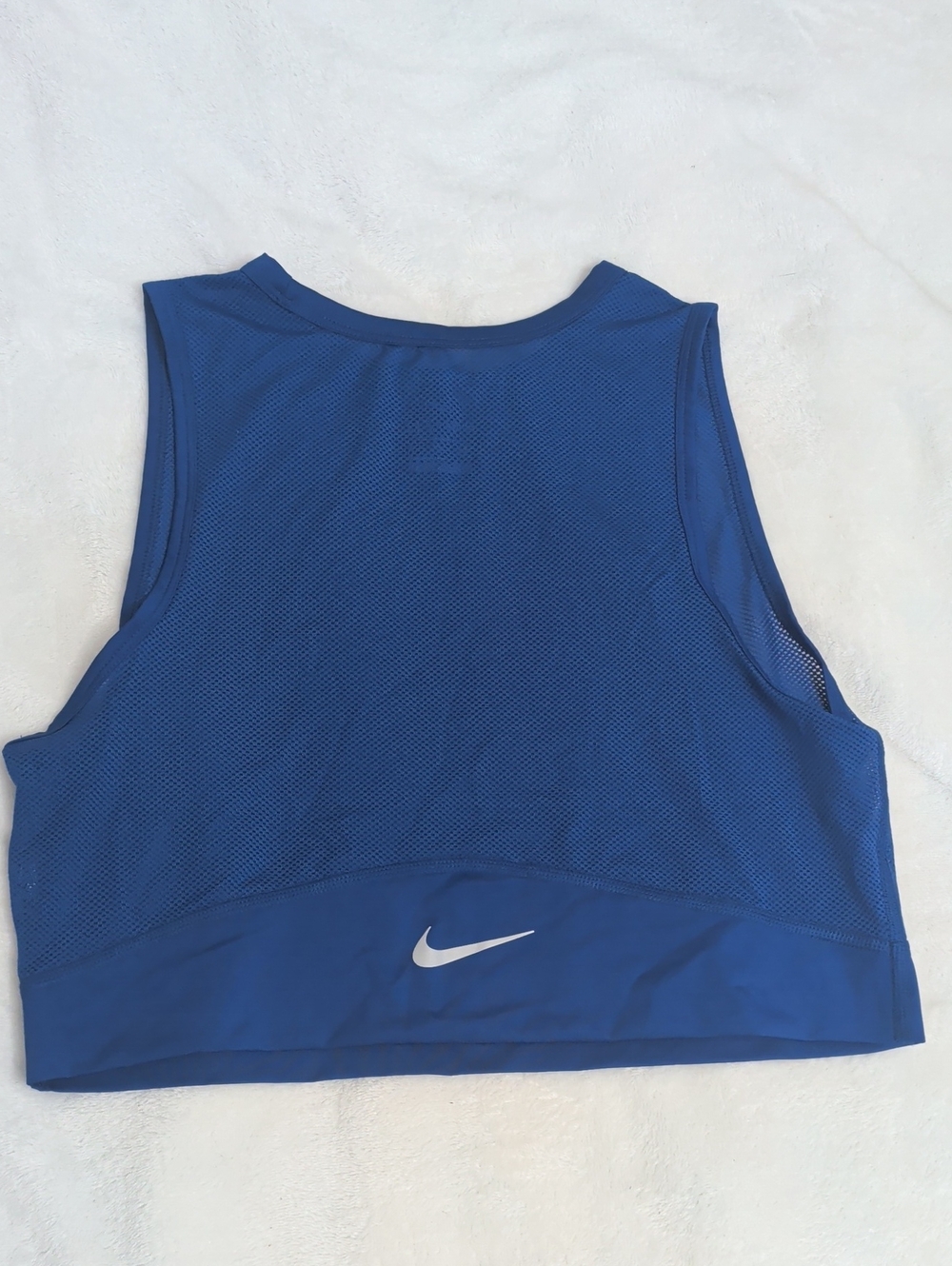Nike Royal Blue Mesh Crop Tank with White Swoosh